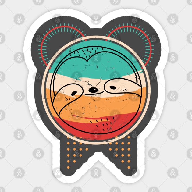 Funny Retro Sloth face Sticker by Lilac Elite